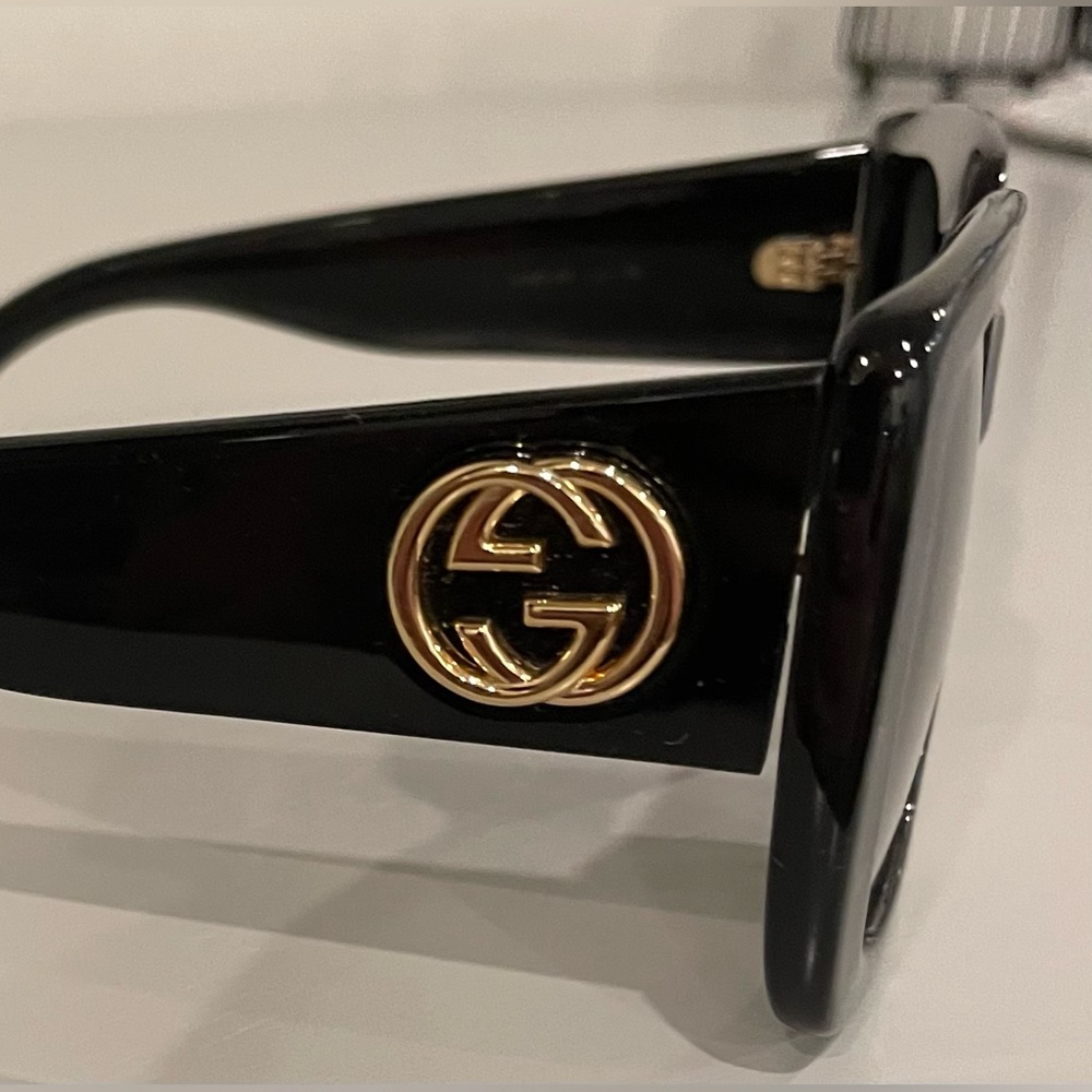 Gucci Square Sunglasses GG0141SN 001 Black/Gold 53mm 0141 - Gorgeous!!